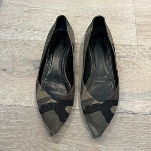 Saint Laurent Camo Print Leather Flats 40